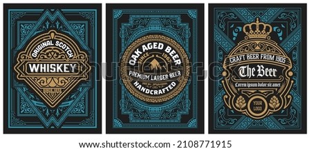 Set of 3 vintage labels for packing Royalty-Free Stock Photo #2108771915
