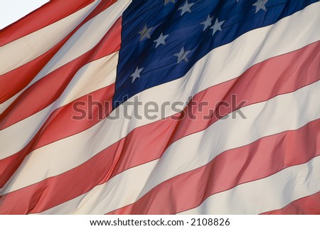 Backlit huge American flag close up --series--