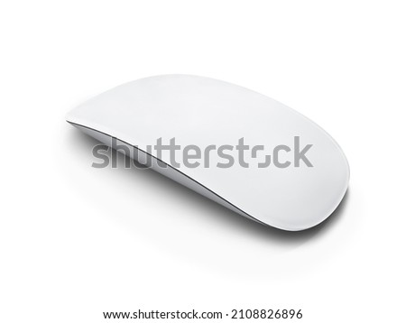 modern white wireless computer mouse on a white background