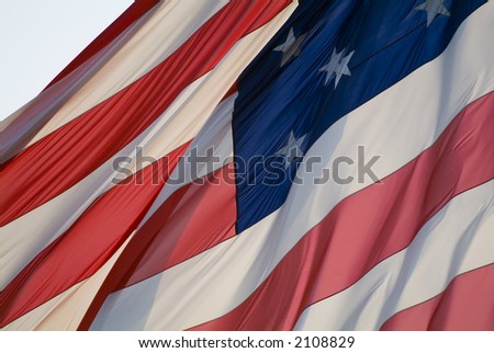 Backlit huge American flag close up --series--