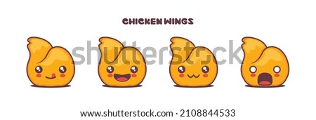 chicken wing food cartoon illustration, with different facial expressions. suitable for icons, logos, prints, stickers, etc.