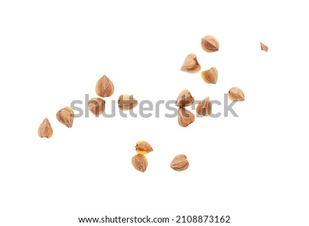 Buckwheat groats isolated on white background. Close-up Royalty-Free Stock Photo #2108873162