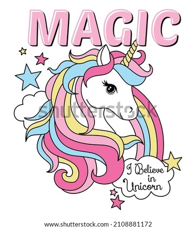 I believe in Unicorn, girls graphic tees vector designs and other uses Royalty-Free Stock Photo #2108881172