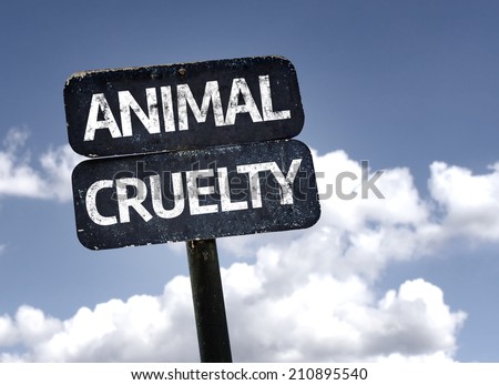 Animal Cruelty sign with clouds and sky background  Royalty-Free Stock Photo #210895540