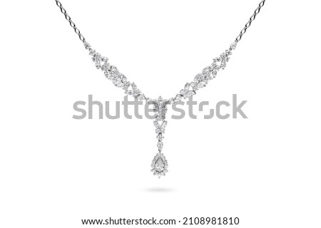 Design diamond necklace isolated on white background. Royalty-Free Stock Photo #2108981810