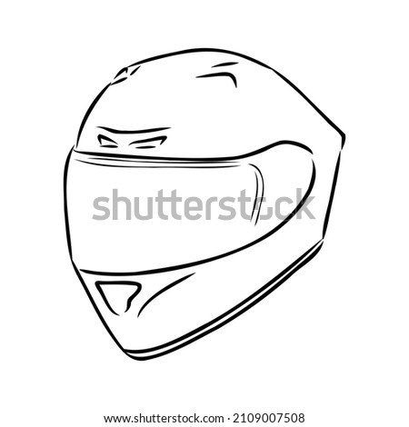Motorcycle helmet hand drawn outline doodle icon. Motorbike protection and speed, safety equipment concept. Vector sketch illustration for print, web, mobile and infographics on white background.