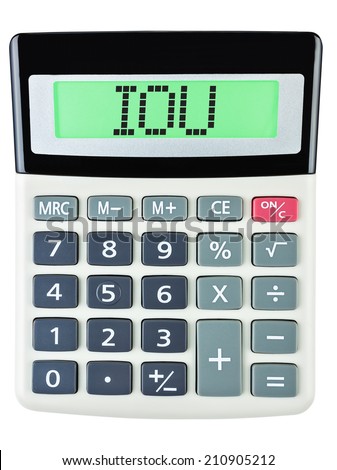 Calculator with IOU on display isolated on white background