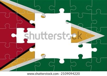 World countries. Puzzle- frame background in colors of national flag. Guyana