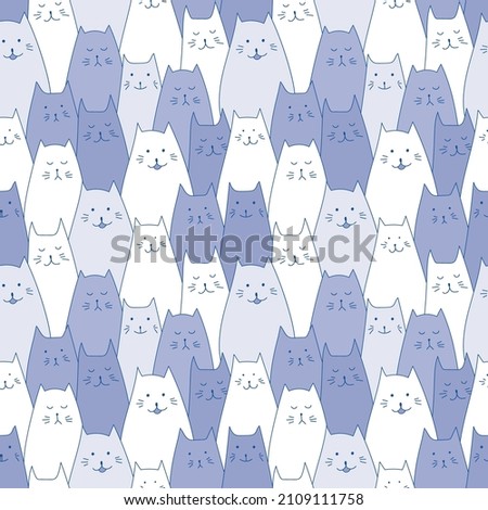 Nice funny doddle cats seamless pattern for textile, wallpaper, prints, fabric, clothes for children. Vector illustration. 