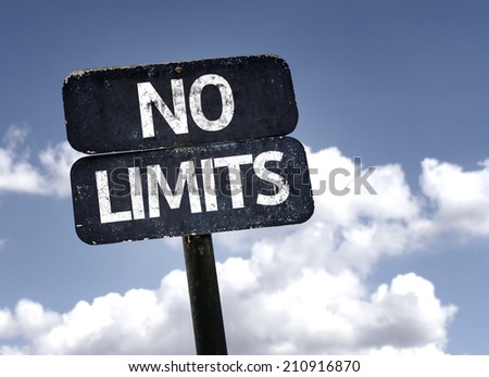 No Limits sign with clouds and sky background 