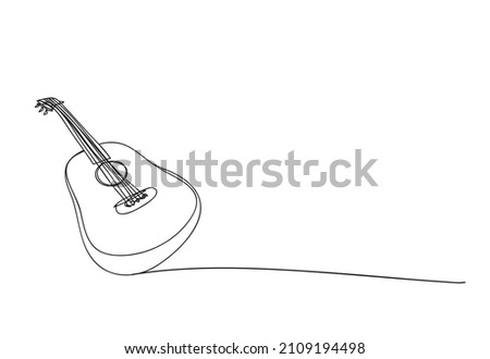 acoustic guitar on a white background , continuous line drawing, vector design