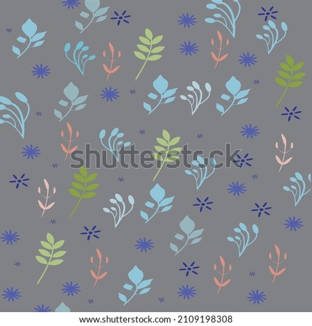PATTERN DESIGN In love with Nature. Floral leaf and flower elements to support Earth and Nature and share some love to the world of plants and animals. Pastel colors. Spring and Summer time.