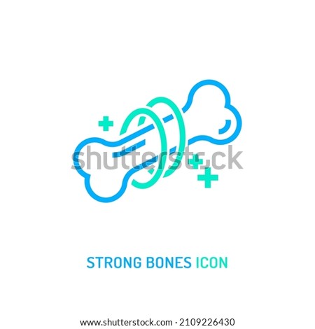 Strong healthy bones icon. Human health medical pictogram. Outline sign useful for packaging web graphic design. Medicine, healthcare concept. Editable vector illustration isolated on white background Royalty-Free Stock Photo #2109226430