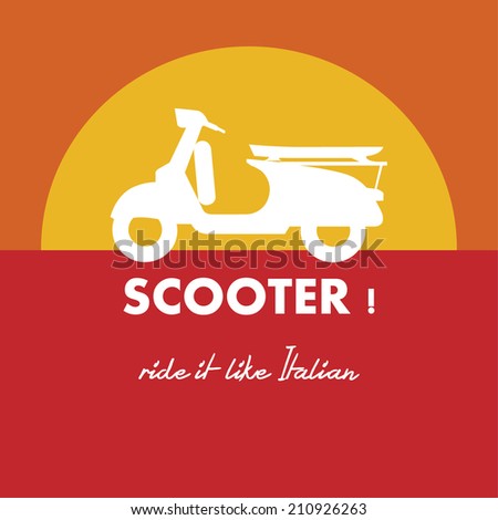 white scooter on colorful background vector illustrator