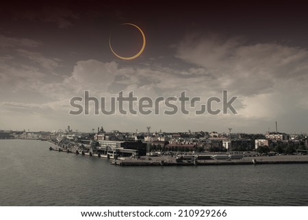 eclipse of the sun. picturesque and very beautiful HDR photos Helsinki. Elements of this image furnished by NASA