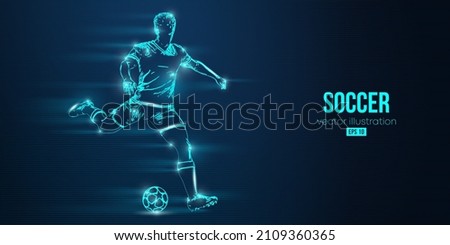 football soccer player man in action isolated blue background. Vector illustration Royalty-Free Stock Photo #2109360365