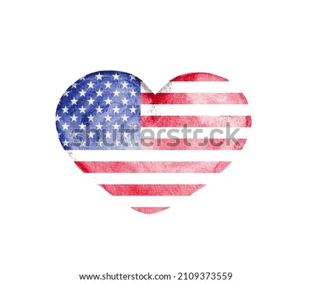 Heart flag of USA on white background. Royalty-Free Stock Photo #2109373559