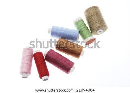 Spools of Thread on Isolated White Background