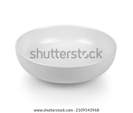 Empty white ceramic bowl isolated on white background Royalty-Free Stock Photo #2109543968