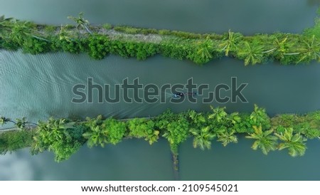 beautiful aerial view of kerala river, gods own country Royalty-Free Stock Photo #2109545021