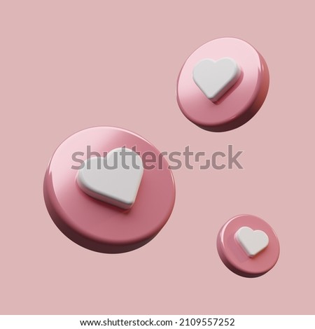 3d floating heart icon for social media background, Valentine Day theme. 3d rendering