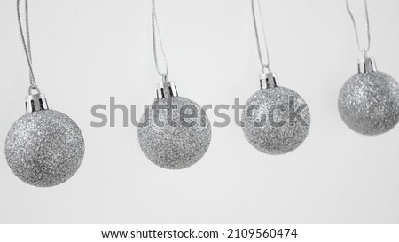 christmas silver ball isolated white background.