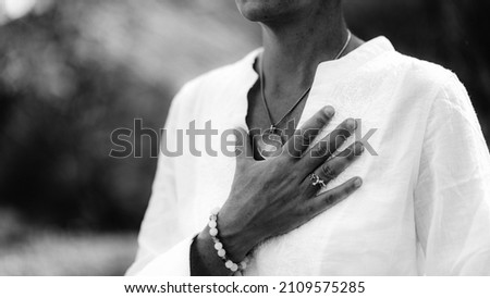 Spiritual Healer Expressing Honesty with her Hands  Royalty-Free Stock Photo #2109575285