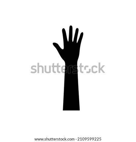 hand raised glyph icon vector isolated on white background