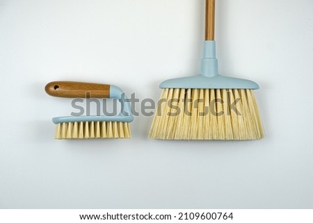 House cleaning tools on white background