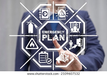 Concept of Emergency Preparedness Plan. Business Evacuation Training Concept. Emergency preparedness instructions for safety. Royalty-Free Stock Photo #2109607532