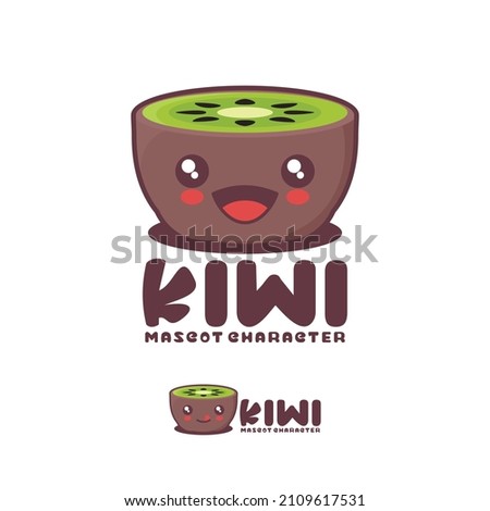 kiwi fruit cartoon illustration, with a happy expression, suitable for, logos, prints, stickers, etc, isolated on a white background.