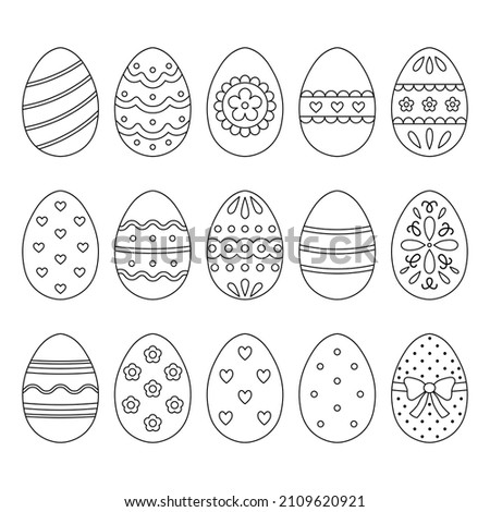 Easter eggs set. Outline drawing. Vector illustration.