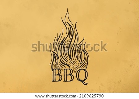 fire flames, bbq logo design