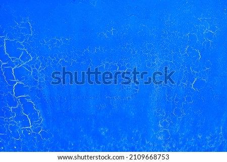Blue old peeling paint steel cracked texture worn metal background surface weathered iron.