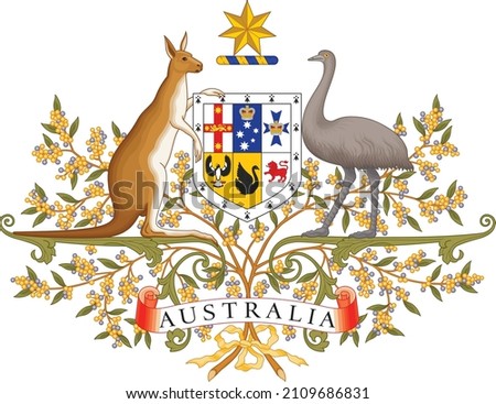 Official current vector coat of arms of AUSTRALIA Royalty-Free Stock Photo #2109686831