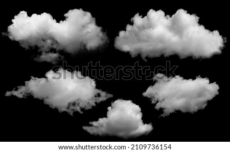 White clouds isolated on black background, clounds set on black
