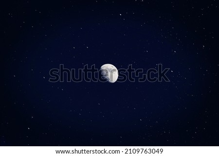 Picture of the moon with stars in background 