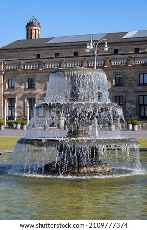 A fountain on the bowling green in Wiesbaden - Germany in spring 