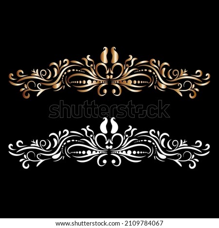 Vintage floral ornament. decorative vector frames and borders. Gold vector frames and borders on black backgraund.