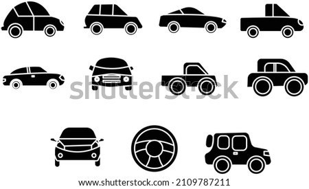 truck car lorry hand drawn collection set vector on white isolated background