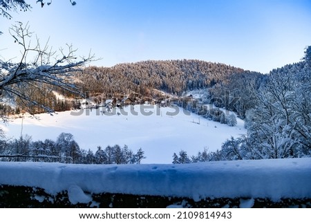 Snow covered winter landscape at Schiltach, black forest
