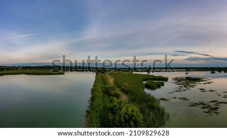 Panoramic view of the nature reserve near Lubomia in Poland. Drone photography 