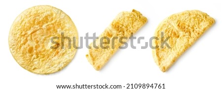 Omelet isolated on white background, top view Royalty-Free Stock Photo #2109894761
