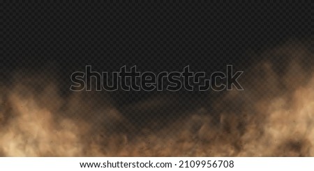 Sandstorm. Dust cloud or sand with flying small particles or stones. Vector illustration isolated on transparent background Royalty-Free Stock Photo #2109956708