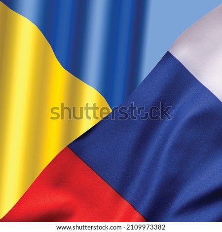Ukraine and Russia flags - war conflict concept image