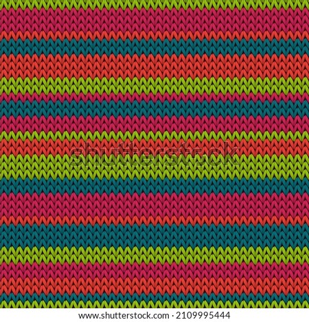 Fashionable horizontal stripes knitting texture geometric vector seamless. Plaid knitting pattern imitation. Winter seamless knitted pattern. Cozy textile print design.