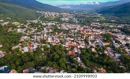 Aerial view of the vegetation in the municipality of Jalpan de Serra in Querétaro Royalty-Free Stock Photo #2109998903