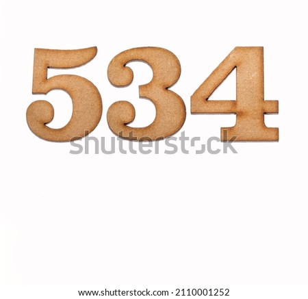 Number 534 - Piece of wood isolated on white background