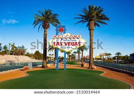 Welcome To Fabulous Las Vegas Nevada Sign.  Clean, Wires, Hotels removed.  Royalty-Free Stock Photo #2110014464