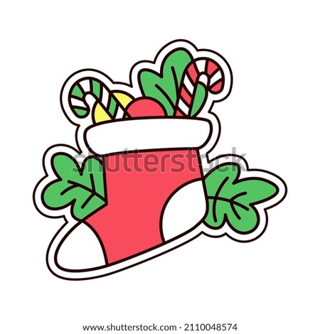 Isolated boots merry christmas decorative sticker illustration
